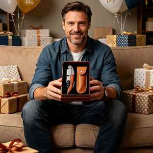 Ouvre-bouteille à vin gravé personnalisé, tire-bouchon sur mesure avec étui en cuir, ouvre-bouteille à vin 3-en-1, cadeau d'anniversaire et de fête des pères - Product Image 2