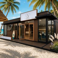 Conteneur de café préfabriqué de 40 pieds, panneau sandwich en aluminium PU de 100 mm, kiosque de café modulaire portable