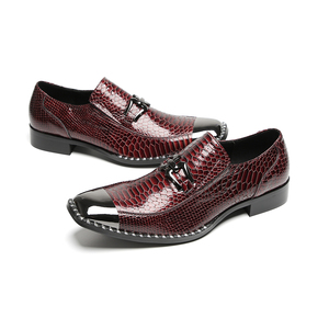 Britannique métal bout carré hommes en cuir véritable mocassins grande taille chaussures mâle sans lacet richelieu chaussures fête d'affaires chaussures formelles - Product Image 2