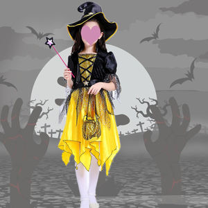 Disfraz <span class=keywords><strong>de</strong></span> Bruja para Niños, Disfraz <span class=keywords><strong>de</strong></span> Hada Mágica, Traje <span class=keywords><strong>de</strong></span> Carnaval, Disfraz <span class=keywords><strong>de</strong></span> Calabaza para Niña con Sombrero y Varita - Product Image 6