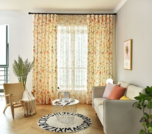 Màu Hồng Dễ Thương Đào Màu Xanh Lá Cây Lá Hoa Retro Nghệ Thuật In Trái Cây Màn Rèm Cửa Cho Cô Gái Phòng Ngủ Nhà Bếp Trang Trí Nội Thất - Product Image 4