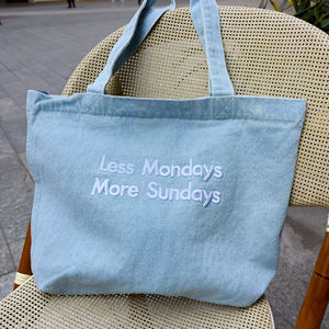 2025 venta al por mayor logotipo personalizado eco reciclado moda tela vaquera comestibles Jean bolsas de mano bolsa de tela vaquera - Product Image 4