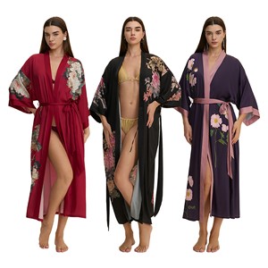 Pigiama Lussuoso in Raso Floreale Stile Europeo-Americano, <span class=keywords><strong>Taglie</strong></span> <span class=keywords><strong>Forti</strong></span>, Camicia <span class=keywords><strong>da</strong></span> <span class=keywords><strong>Notte</strong></span> Lunga a <span class=keywords><strong>Maniche</strong></span> <span class=keywords><strong>Lunghe</strong></span> per Donna, Primavera/Autunno - Product Image 6