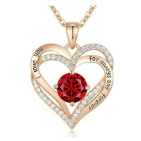 Collier pendentif double couche en or rose avec cœur, style européen et américain, pour femme, avec zircon coloré, cadeau tendance pour la Saint-Valentin et la fête des Mères