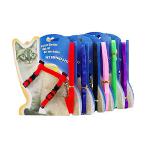 猫、フェレット、ペット用調節可能で通気性のあるポリエステル製チェストハーネスベストとリードセット、11色展開 - Product Image 6