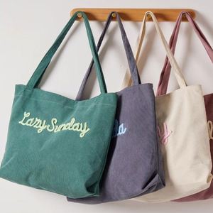 Custom Fashion <b>Corduroy</b> Embroidery Circle Shape Casual Women Daily Tote <b>Bag</b> for Everyday Pairings - Product Image 2