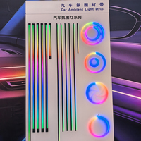 Kit de Luces Ambientales Inteligentes para Auto con Fibra Óptica RGB 6 en 1, Control Remoto por Aplicación, Tira de Neón para Tablero, Sincronización con Música, Iluminación Interior