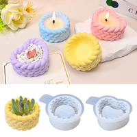 Moule en silicone 3D en forme de corde de chanvre pour pot à bougie, bougeoir en ficelle en forme de cœur, pot à fleurs en béton pour plantes succulentes, moules en résine DIY