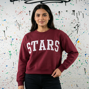 Sudadera con Capucha y Media Cremallera STARS Color Granate, 100% Algodón, para Invierno, con Apliques Bordados Personalizados CLUSH SPORTS - Product Image 1
