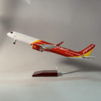 Modèle d'avion Airbus A321NEO Vietjet AIR à LED, échelle 1/100, 45 cm, avec éclairage LED, détails élevés, avec support