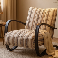 Fauteuil Rétro Antique Rustique de Luxe Style Nordique, Fauteuil Moderne en Tissu pour Salon et Chambre, Chaise d'Appoint Confortable