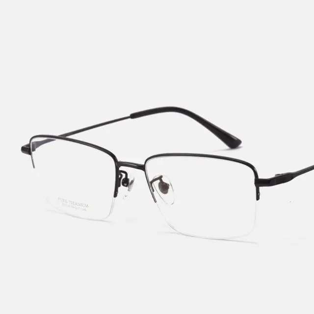 Grosir Bingkai Kacamata Titanium Murni Setengah Pelek Bisnis Pria Kacamata Titanium