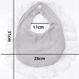 Babero liso unisex de 0 a 3 años de edad, babero de encaje de gasa de algodón puro con cierre de botón a presión para bebé - Product Image 5