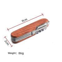 Couteau pliant multifonction portable pour le camping en plein air, personnalisable, 11 en 1, lame en acier inoxydable, manche en bois, pour la survie