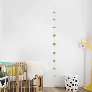 Handmade Gold Shining Metal Moon Wall Decor Set Chic Boho Nursery Art with Phases Christmas Decorative Garland Aluminum