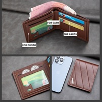 Dompet Pendek Lipat Dua Multi-Kartu Pria, Kulit PU Modis Bermotif Geometris, Ringan dan Sederhana, dengan Lapisan Poliester