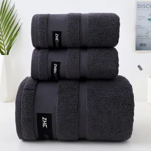5-Star Hotel Bath Towel for Men 100% Cotton Large Size Quick-Dry Woven Square Towel in High-End Dark Color