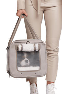 Yan cebi ile 2023 en iyi havayolu onaylı yumuşak-evcil hayvan taşıma çantası evcil hayvan seyahat çantası-lüks kediler Modern katı yastıklı fermuarlı çanta - Product Image 6