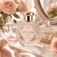 Étiquettes personnalisées de luxe pour flacons de parfum, autocollants d'emballage cosmétique floral, étiquettes adhésives avec logo or rose pour marque privée
