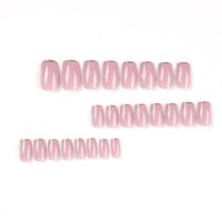 24 Uñas Postizas Acrílicas de Estilo Francés Color Rosa, Uñas Artificiales Cortas, Uñas Falsas
