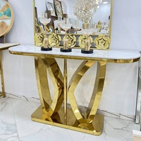 Xuanzhen Meubles de salon Table Console en marbre Console d'entrée de luxe moderne Table d'entrée en pierre dorée