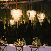 Lustre LED décoratif en coquilles, simple, élégant, grand, en acrylique, à piles solaires, luxueux, pour hôtels, restaurants, salles de banquet, mariages