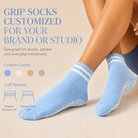 Chaussettes de yoga pour femmes, design personnalisé, respirantes, pour fitness et pilates, antidérapantes, avec grip personnalisé.