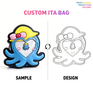 Sac à main Ita mini <span class=keywords><strong>en</strong></span> cuir PU personnalisé, motif animal, forme cœur, fenêtre transparente <span class=keywords><strong>en</strong></span> PVC, présentoir portable pour épingles, sac à bandoulière Ita à bas <span class=keywords><strong>prix</strong></span> - Product Image 2