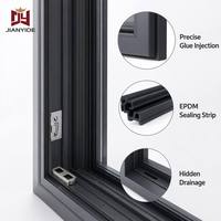 Ventana Abatible Horizontal Moderna de Alto Rendimiento y Bajo Costo, de Aleación de Aluminio Negro, con Puente Térmico, Doble Acristalamiento y Vidrio Templado