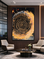 Peinture sur Porcelaine Incrustée de Strass, Art Mural Abstrait Moderne de Luxe Léger, Décoration Murale Encadrée 31.5x47.24in pour Entrée