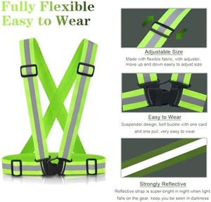 Offre Spéciale lot de 2 gilets de sécurité réglables pour hommes femmes polyester réfléchissant haute visibilité pour la marche à vélo moto équitation - Product Image 2