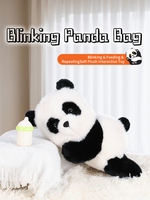 Peluche Panda Éducative IA Portable, Rembourrage Coton PP, Fonctionnalités Interactives Parlantes et Répétitives, Matière Douce en Coton Polyester