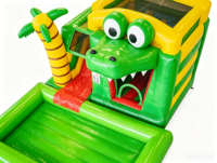 Structure gonflable 3D Crocodile Jungle avec toboggan et piscine à balles verte pour enfants, en PVC écologique, usage commercial
