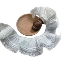 Dentelle en maille blanche double couche de 9 cm de large, haute élasticité, pour accessoires de cheveux Lolita, vêtements pour poupées et animaux de compagnie
