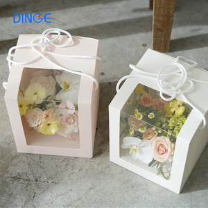 กล่องดอกไม้พกพา INS หน้าต่าง PVC ด้านเดียว กล่องใส่ดอกไม้โปร่งใส สีขาว กล่องของขวัญดอกไม้สำหรับวันวาเลนไทน์ วันแม่ - Product Image 1