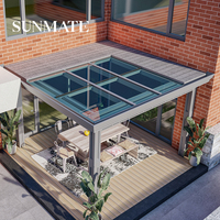 Pergola bioclimatique chinoise en aluminium et verre, autoportante, pour terrasse, toit ouvrant, véranda, étanche, installation facile