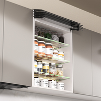 Armoire à levage électrique moderne en verre avec volet roulant intelligent pour l'organisation de la cuisine