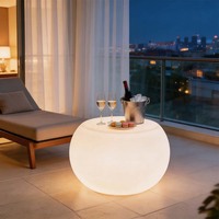 Tables basses lumineuses en plastique PE au design moderne, fourniture directe d'usine, pour terrasses extérieures, hôtels, parcs, salons - Extérieur