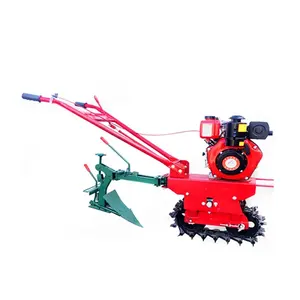 Chain wheel track manual plough mini power tiller 16hp garden farm rotary tiller