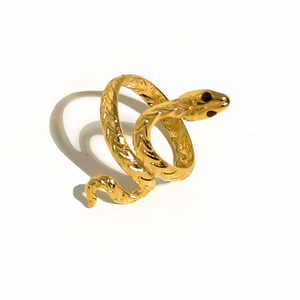 Anillo de Serpiente Ajustable de Acero Inoxidable Chapado en Oro, Joyería Personalizada de Moda, Estilo Vintage - Product Image 1
