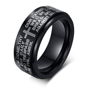 Anneaux de base rotatifs de 8mm pour hommes en acier inoxydable noir décontracté <span class=keywords><strong>Alliance</strong></span> masculine élégant Punk Spinner anneaux bijoux de prière - Product Image 1