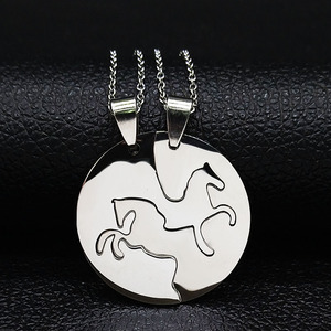 Kalung liontin baja tahan karat kuda 2PCS, kalung pasangan hewan wanita/pria, hadiah perhiasan persahabatan <span class=keywords><strong>BFF</strong></span> - Product Image 5
