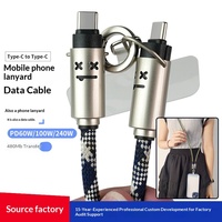 Câble de données USB-C à suspendre au cou pour téléphone portable, tablette, ordinateur portable, charge rapide PD 240W