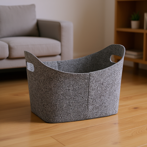 Cesta de Almacenamiento Ovalada de Fieltro Zeller, 37x28x25cm, Gris - Product Image 3