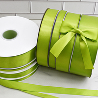 Ruban en satin polyester vert brillant de 3 mm à 5 cm de largeur personnalisée, avec logo en relief, pour emballage uni et artisanat de vêtements – Fournisseur en gros Hanfan Factory