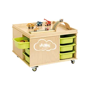 Preschool furniture wooden furniture kids playing table table with storage wood cabinet