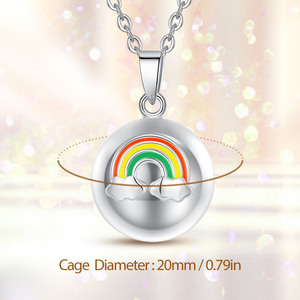 Merryshine Pendentif Clochette Musicale Arc-en-ciel Son Doux Joyeuse Fête des Mères Collier Bijoux Cadeaux pour Future Maman - Product Image 2