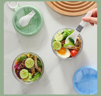 Mengyi WSD-ZC-01 Contenant alimentaire portable en plastique transparent de 600 ml, design classique, pour la conservation de la fraîcheur et la cuisson à la vapeur