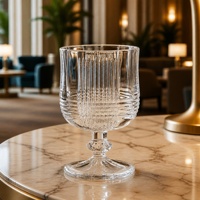Verre à pied cannelé en verre taillé 185 ml avec motif annelé et poignée en diamant à facettes, verrerie transparente pour bar à domicile