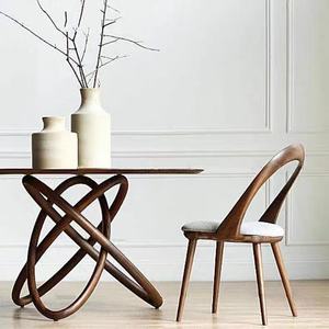 İskandinav modern yuvarlak yemek masası iki katmanlı lüks ceviz meşe tik ahşap kapı yemek masası s - Product Image 6